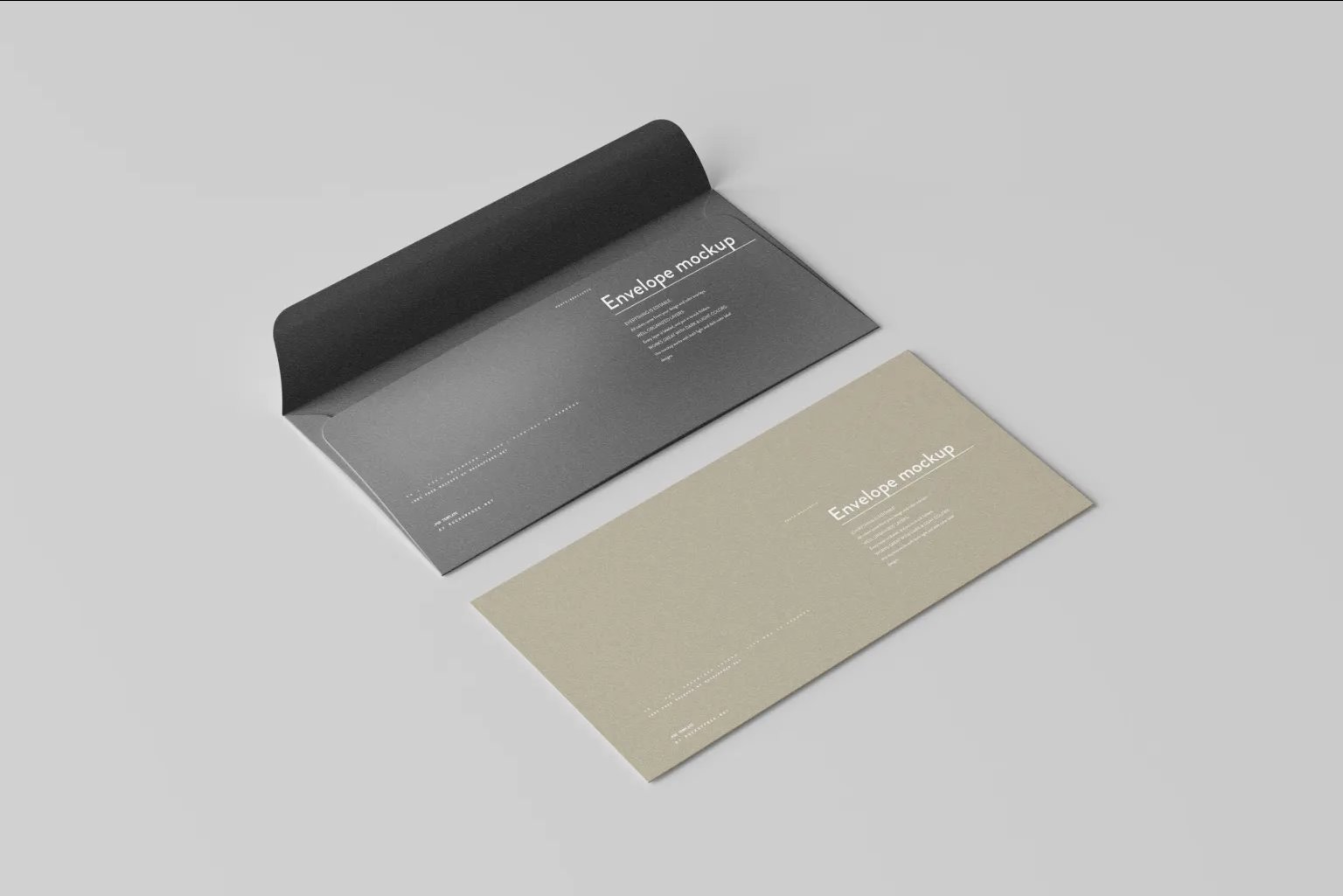 5 Long Corporate Envelopes Mockups in Perspective and Top Visions FREE PSD