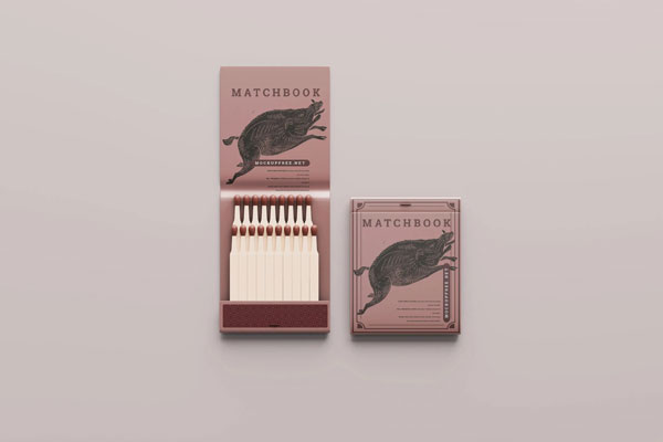 5 Matchbook Mockups in Top and Perspective Visions