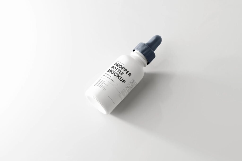 5 Matte Ceramic Dropper Bottle Mockups in Various Sights