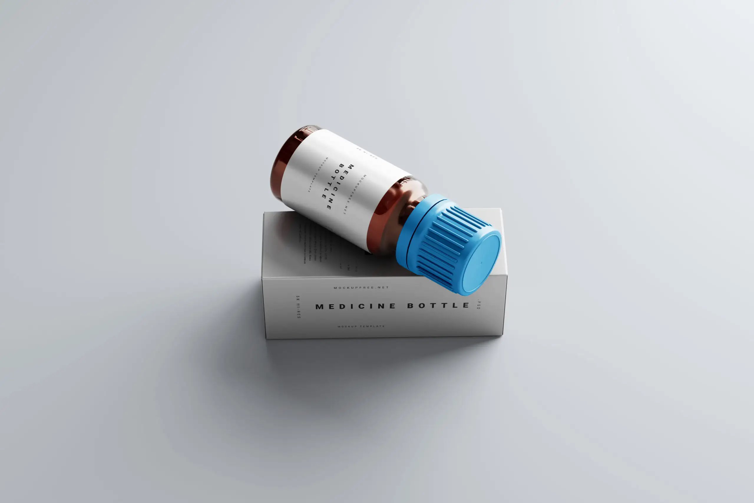5 Medicine Bottle Mockups with Box in Distinct Sights FREE PSD