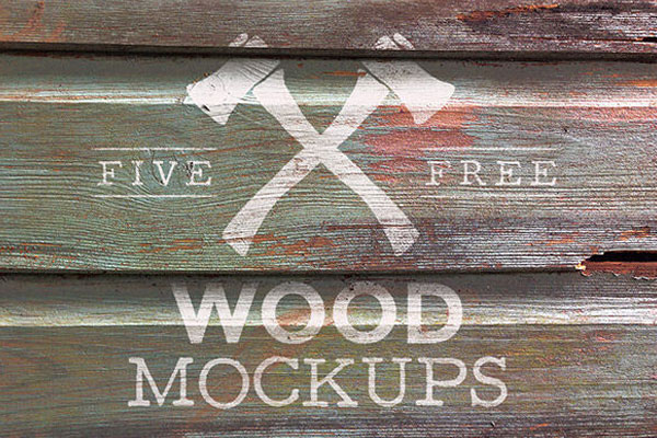 5 Mockups of Front View Wood Logo