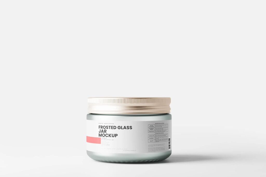 5 Mockups of Frosted Glass Jar with Label