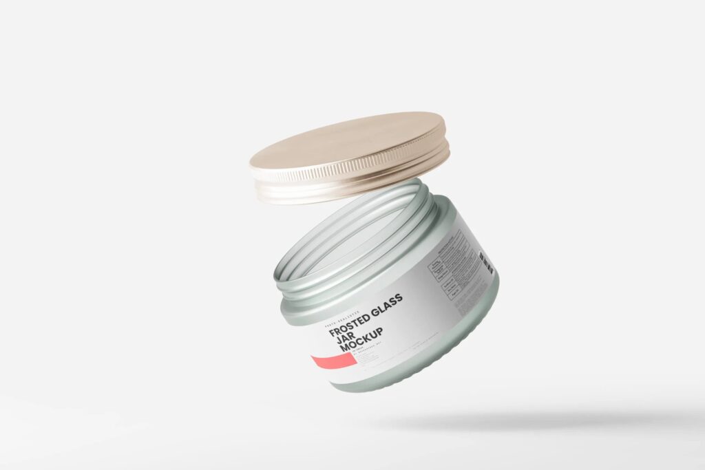 5 Mockups of Frosted Glass Jar with Label