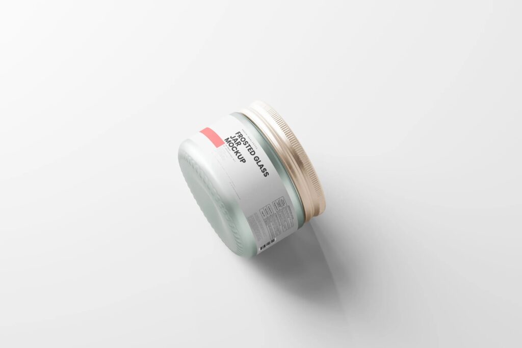 5 Mockups of Frosted Glass Jar with Label