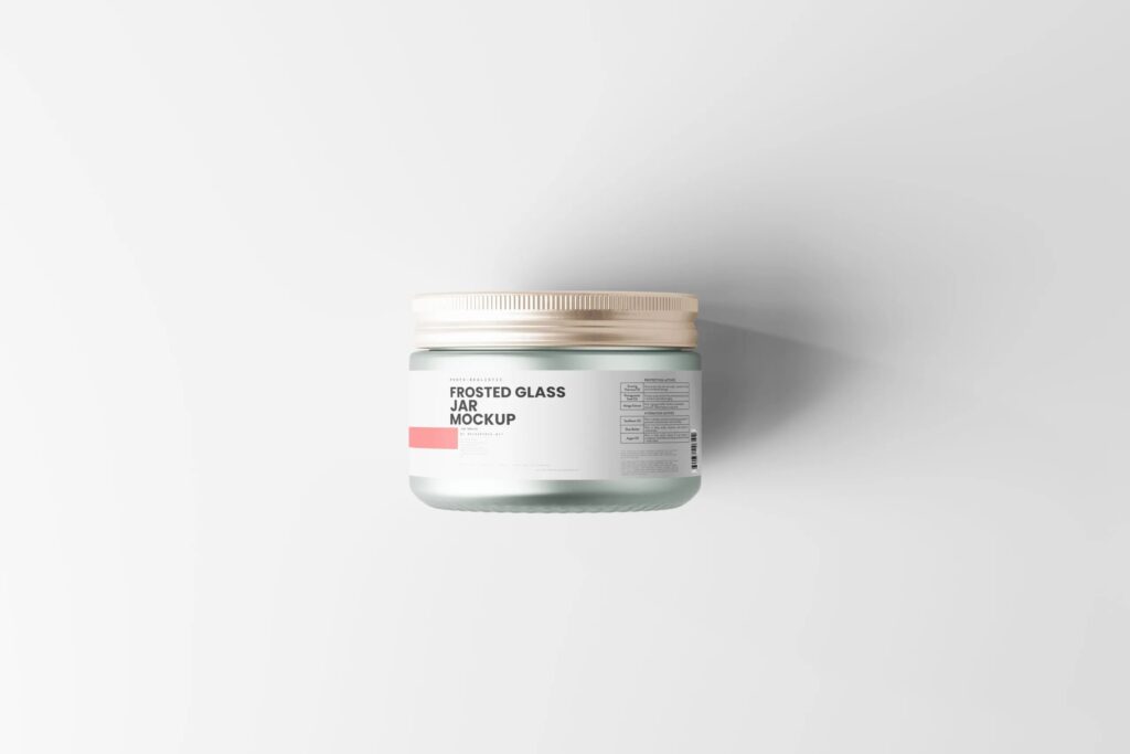 5 Mockups of Frosted Glass Jar with Label