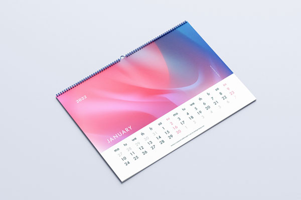 5 Mockups of Horizontal A3 Wall Calendar