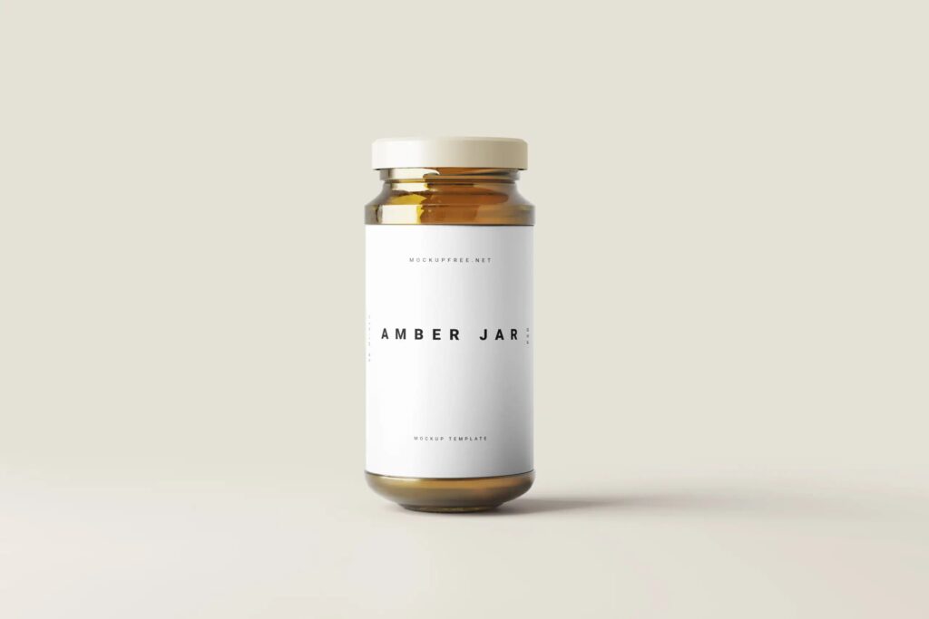 5 Mockups of Large Amber Jars in Varied Visions