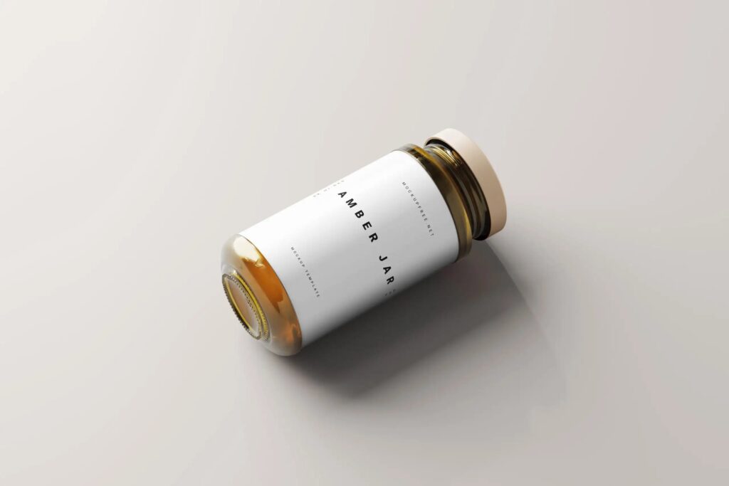 5 Mockups of Large Amber Jars in Varied Visions