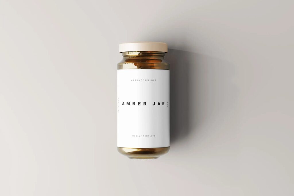 5 Mockups of Large Amber Jars in Varied Visions