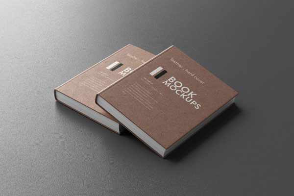 5 Mockups of Leather Hard Cover Books in Different Sights