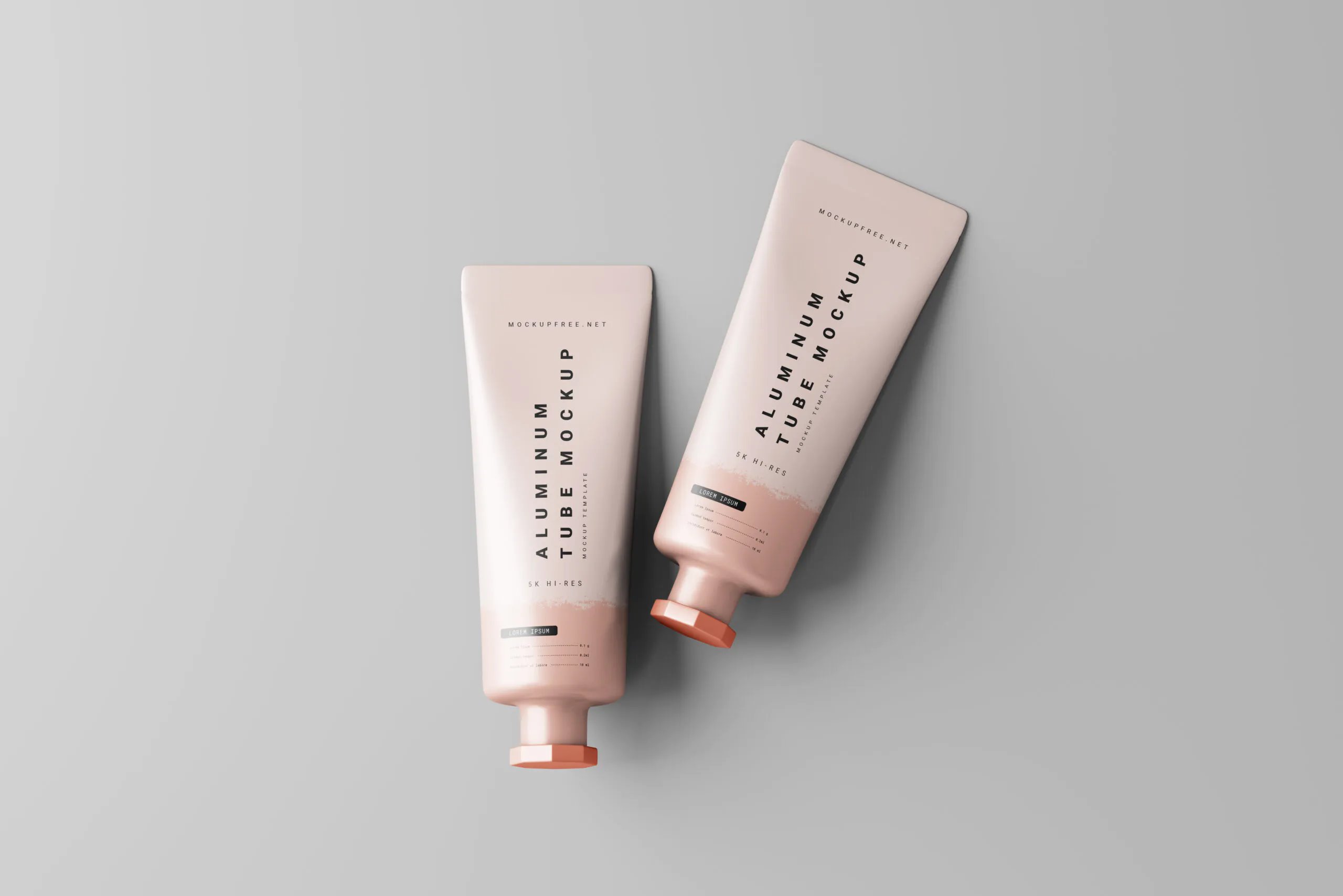 5 Mockups of Metallic Cosmetic Tubes in Distinct Visions FREE PSD