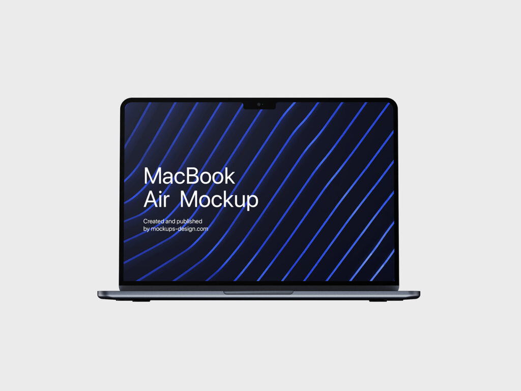 5 Mockups of Open MacBook Air from Different Angles