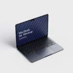 5 Mockups of Open MacBook Air from Different Angles