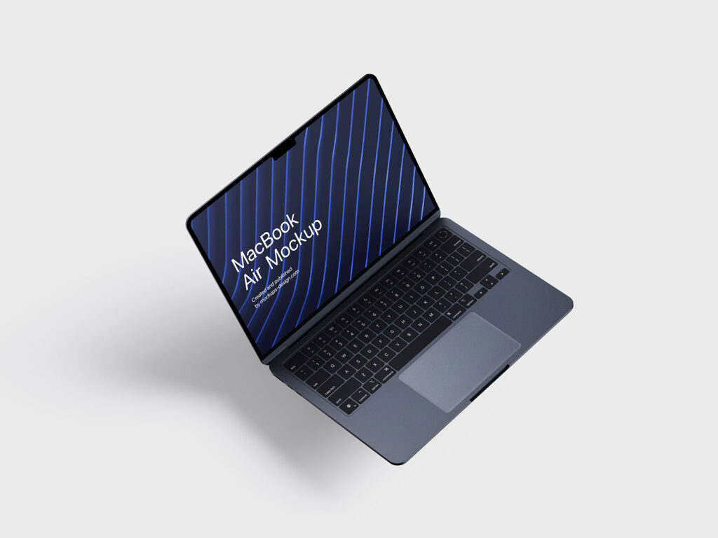 5 Mockups of Open MacBook Air from Different Angles
