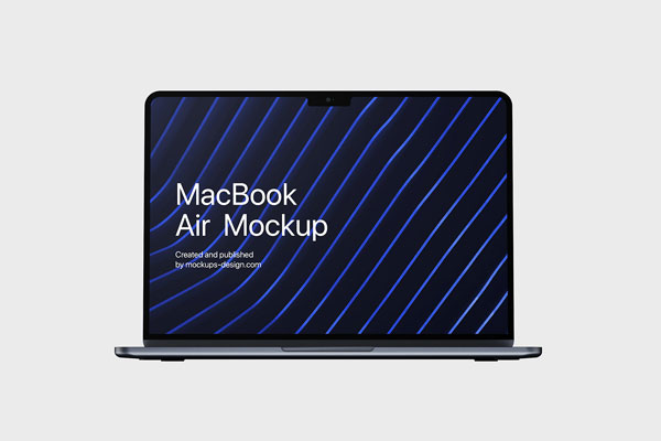 5 Mockups of Open MacBook Air from Different Angles