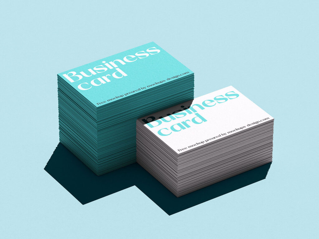 5 Mockups of Piles of Business Cards with Hard Shadow