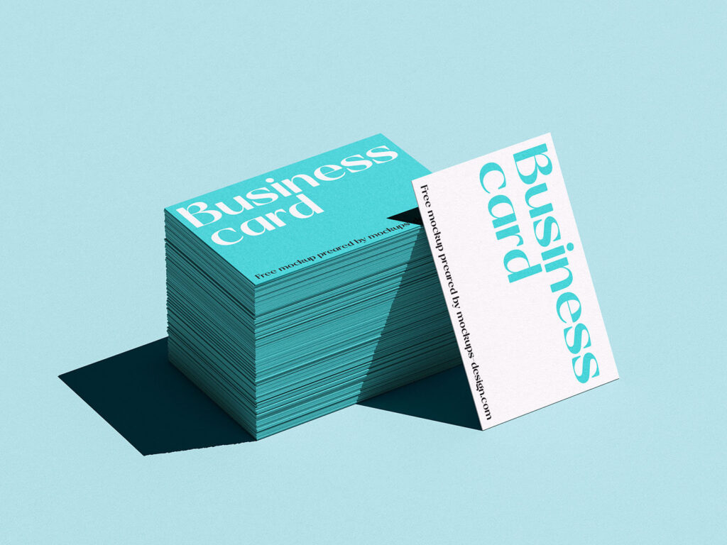 5 Mockups of Piles of Business Cards with Hard Shadow