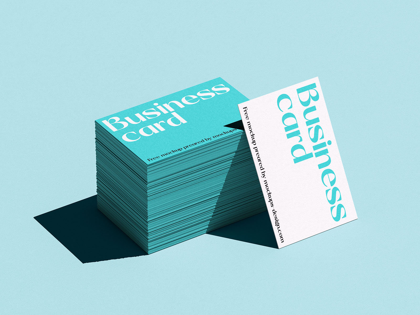 5 Mockups of Piles of Business Cards with Hard Shadow FREE PSD