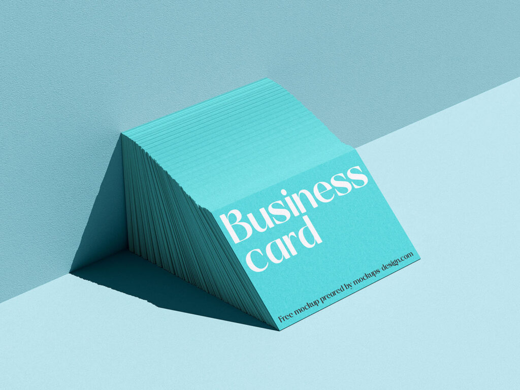 5 Mockups of Piles of Business Cards with Hard Shadow