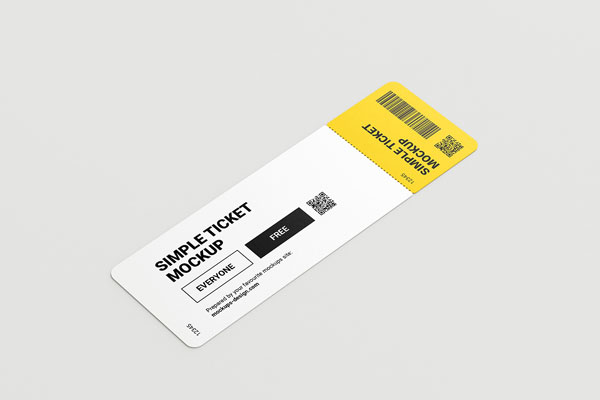 5 Mockups of Rectangular Ticket Mockup