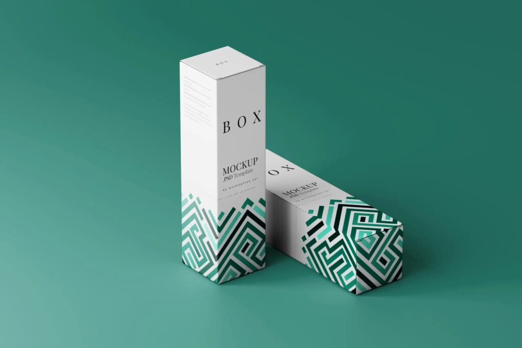 5 Mockups of Slim Tall Boxes in Different Sights