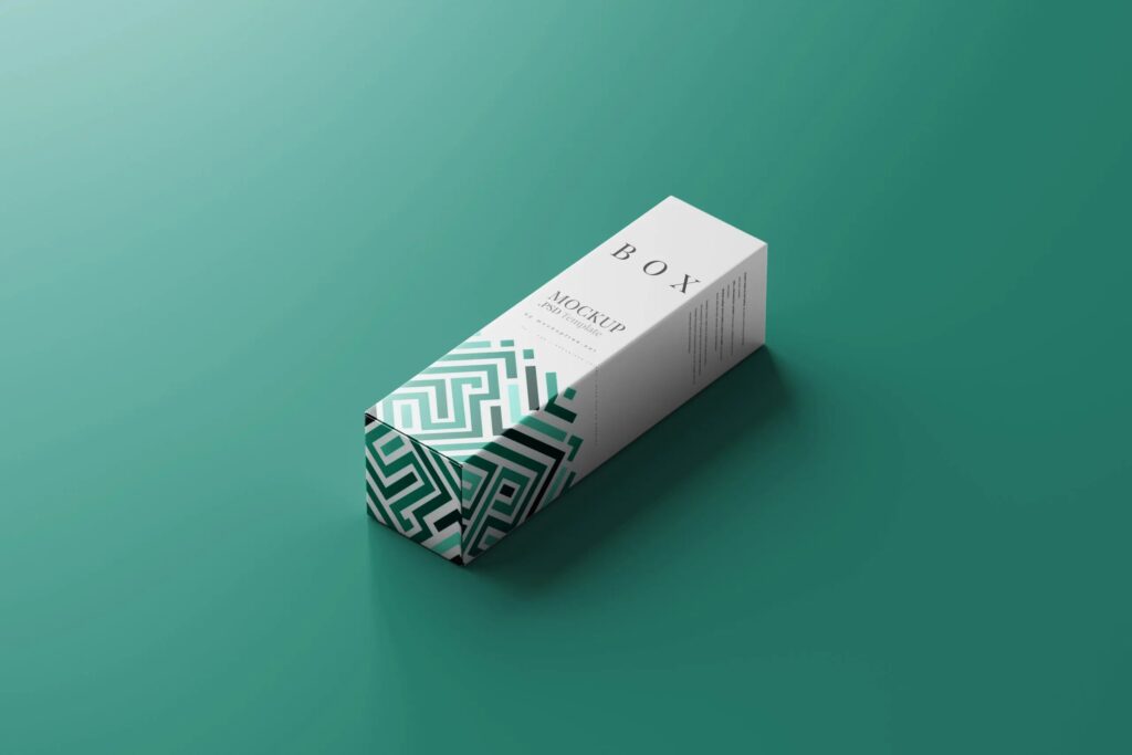 5 Mockups of Slim Tall Boxes in Different Sights