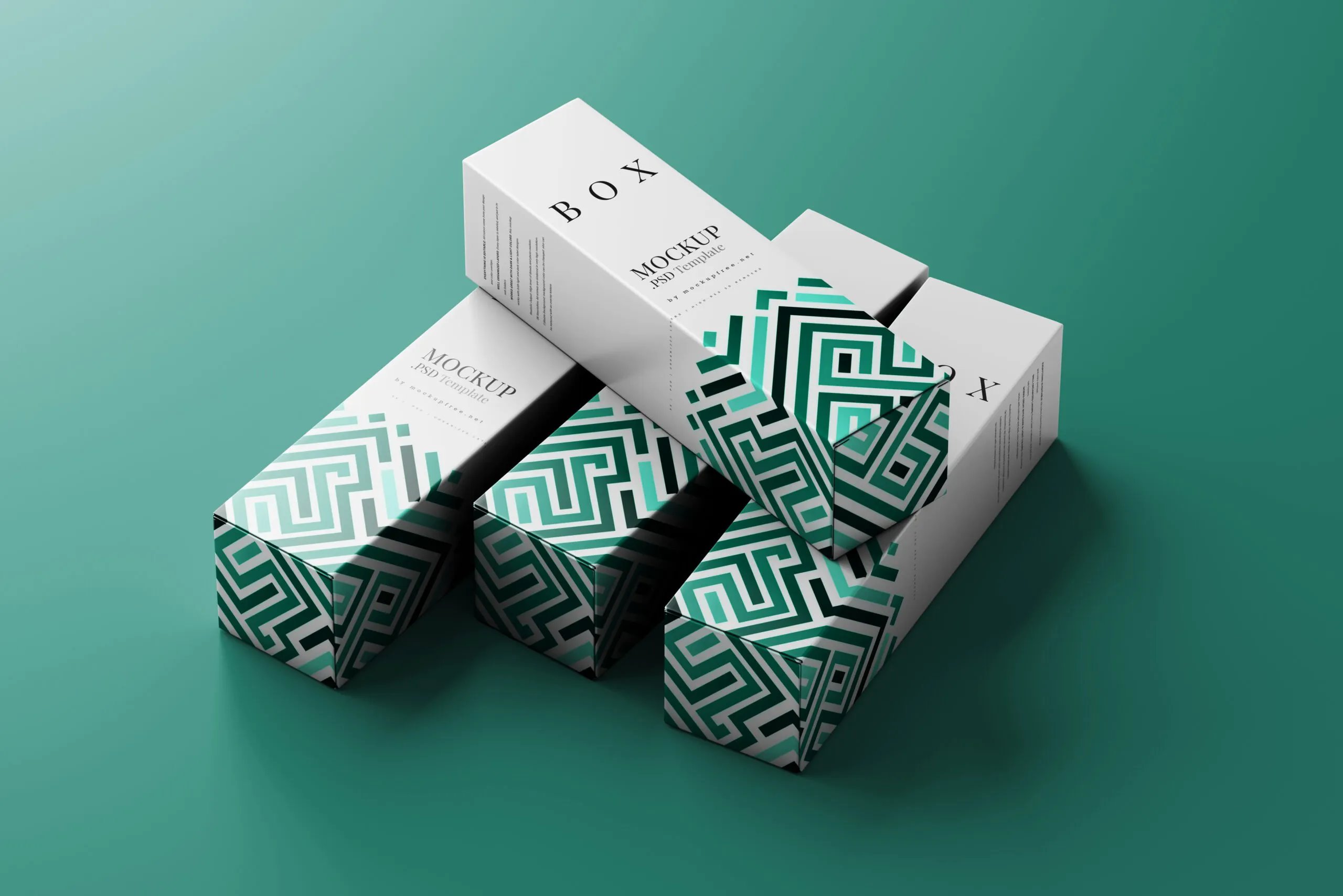 5 Mockups of Slim Tall Boxes in Different Sights FREE PSD