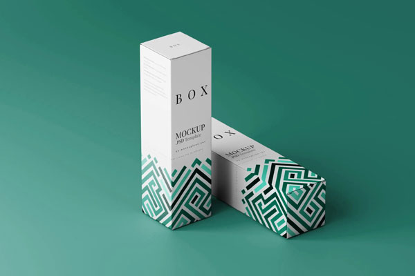 5 Mockups of Slim Tall Boxes in Different Sights