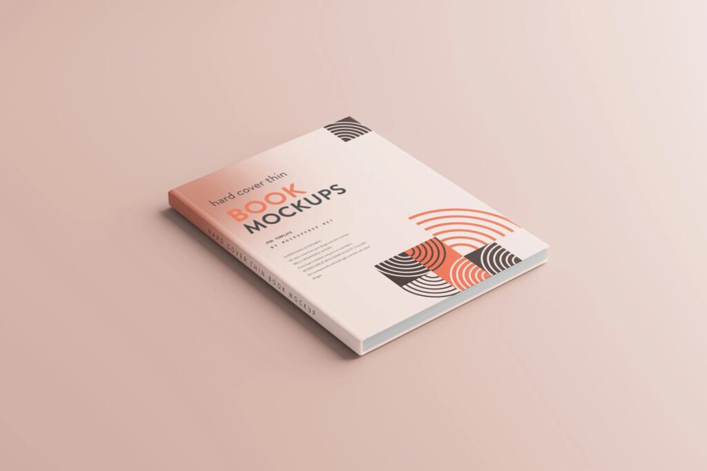 5 Mockups of Thin Hardcover Books in Perspective Views
