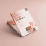 5 Mockups of Thin Hardcover Books in Perspective Views