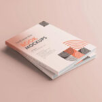 5 Mockups of Thin Hardcover Books in Perspective Views