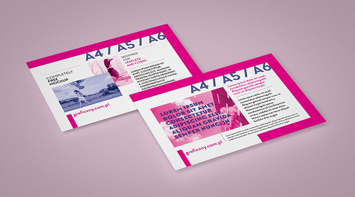 5 Mockups Showcasing Horizontal Leaflet Set in Different Views mockup preview
