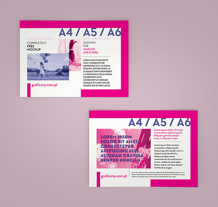 5 Mockups Showcasing Horizontal Leaflet Set in Different Views mockup preview