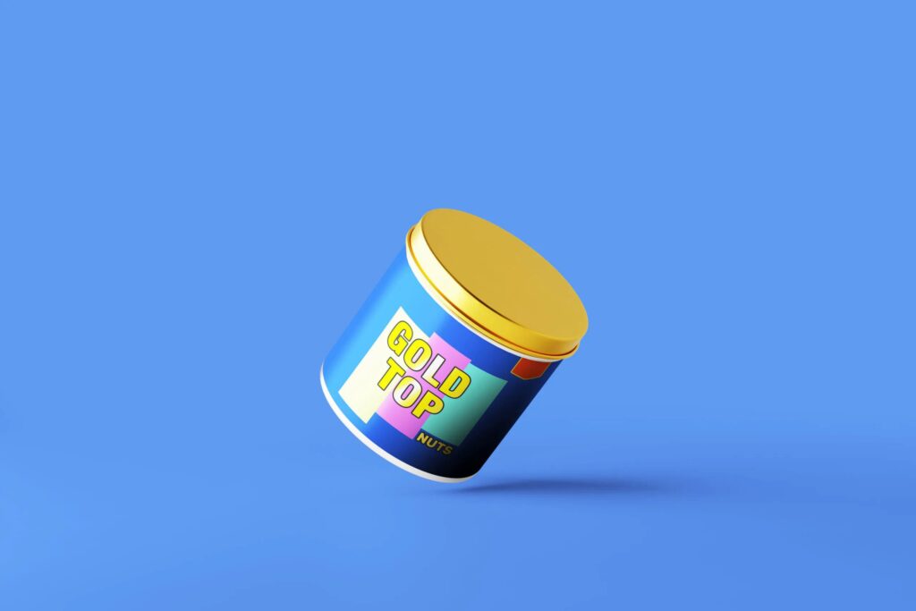 5 Nuts Tin Cans Mockups in Different Visions