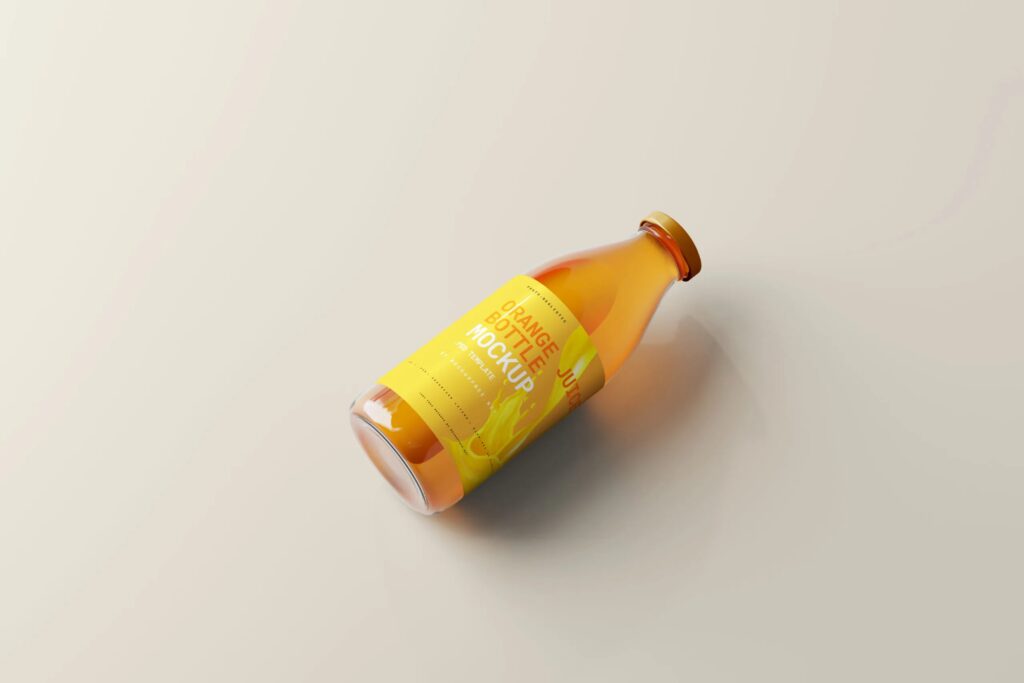 5 Orange Juice Bottle Mockups in Varied Visions