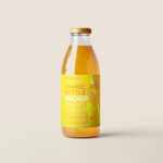 5 Orange Juice Bottle Mockups in Varied Visions