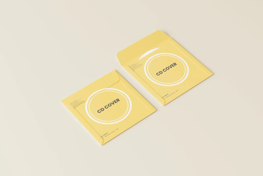 5 Paper CD Cover and Disc Mockups in Different Visions mockup preview