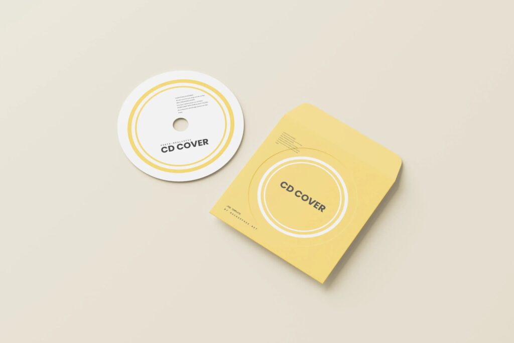 5 Paper CD Cover and Disc Mockups in Different Visions mockup preview