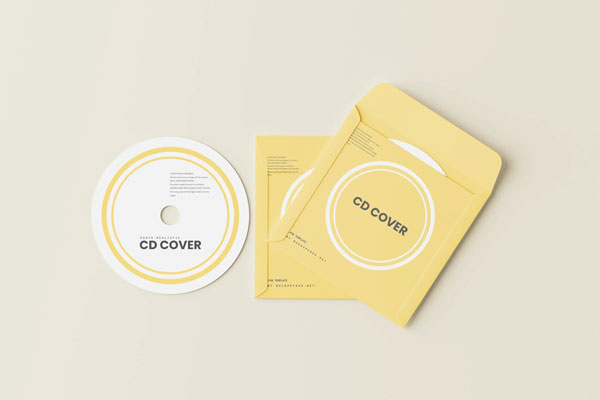 5 Paper CD Cover and Disc Mockups in Different Visions