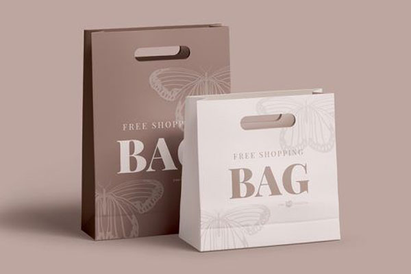 5 Paper Shopping Bag Mockups in Different Positions