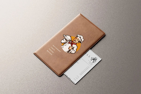 5 Restaurant Check Folder & Credit Card Mockups in Varied Shots