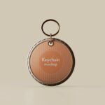 5 Round Keychain Mockup with Leather Pillow in Various Views mockup preview