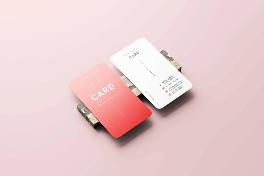 5 Rounded Corner Visiting Card Mockups in Varied Shots