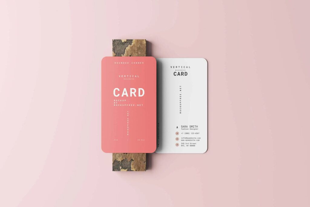 5 Rounded Corner Visiting Card Mockups in Varied Shots