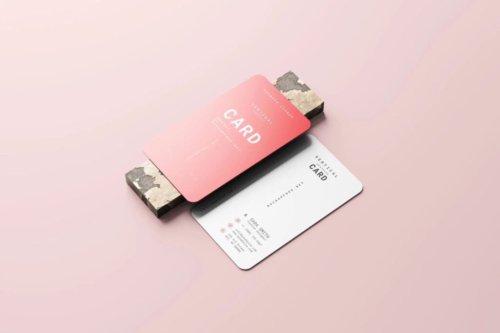 5 Rounded Corner Visiting Card Mockups in Varied Shots