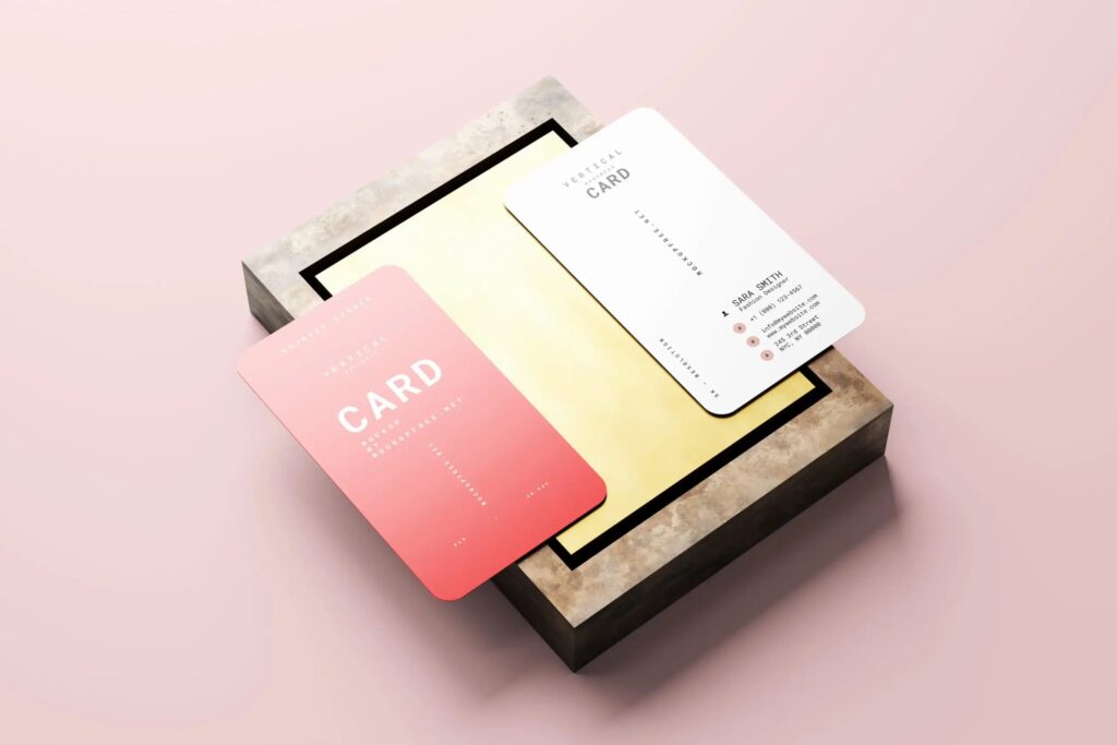 5 Rounded Corner Visiting Card Mockups in Varied Shots