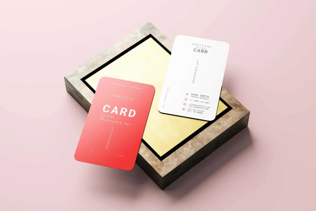 5 Rounded Corner Visiting Card Mockups in Varied Shots