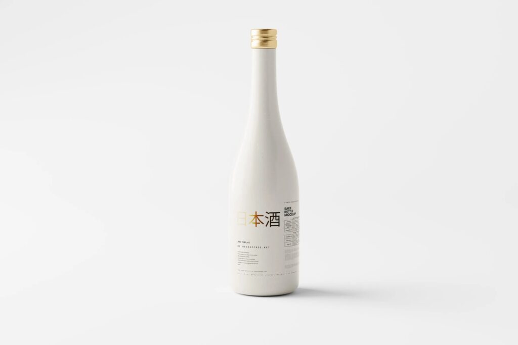 5 Sake Bottle Mockup with Cups in Different Sights