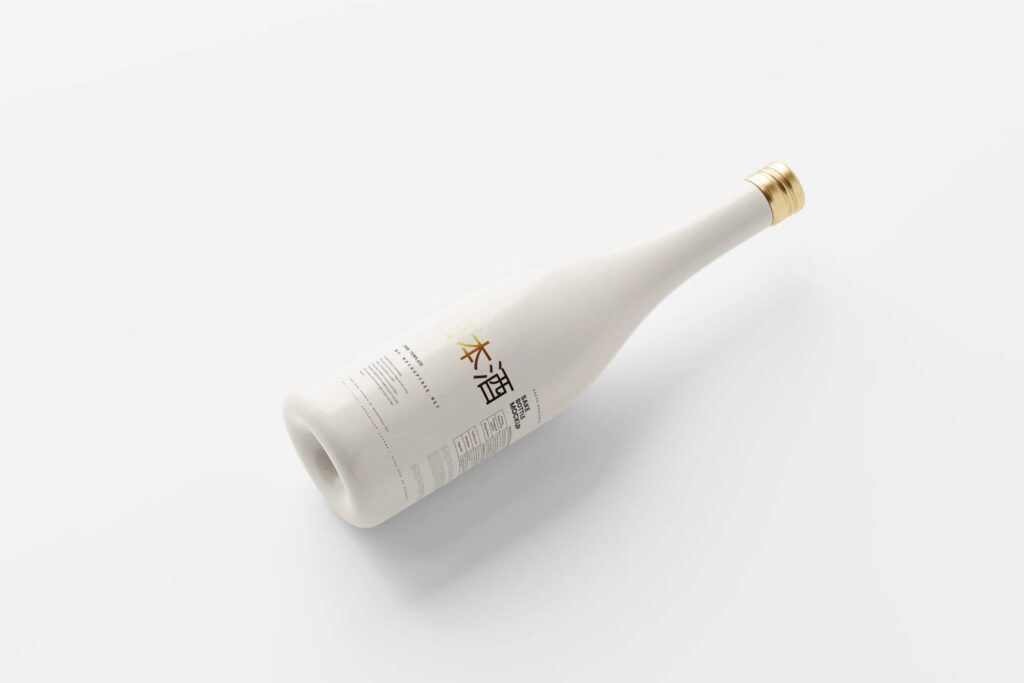 5 Sake Bottle Mockup with Cups in Different Sights