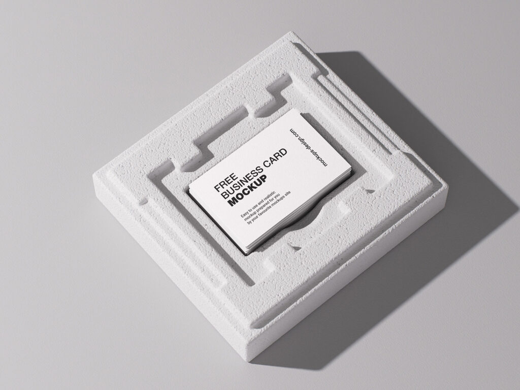 5 Scenes of Business Cards Mockups on Styrofoam